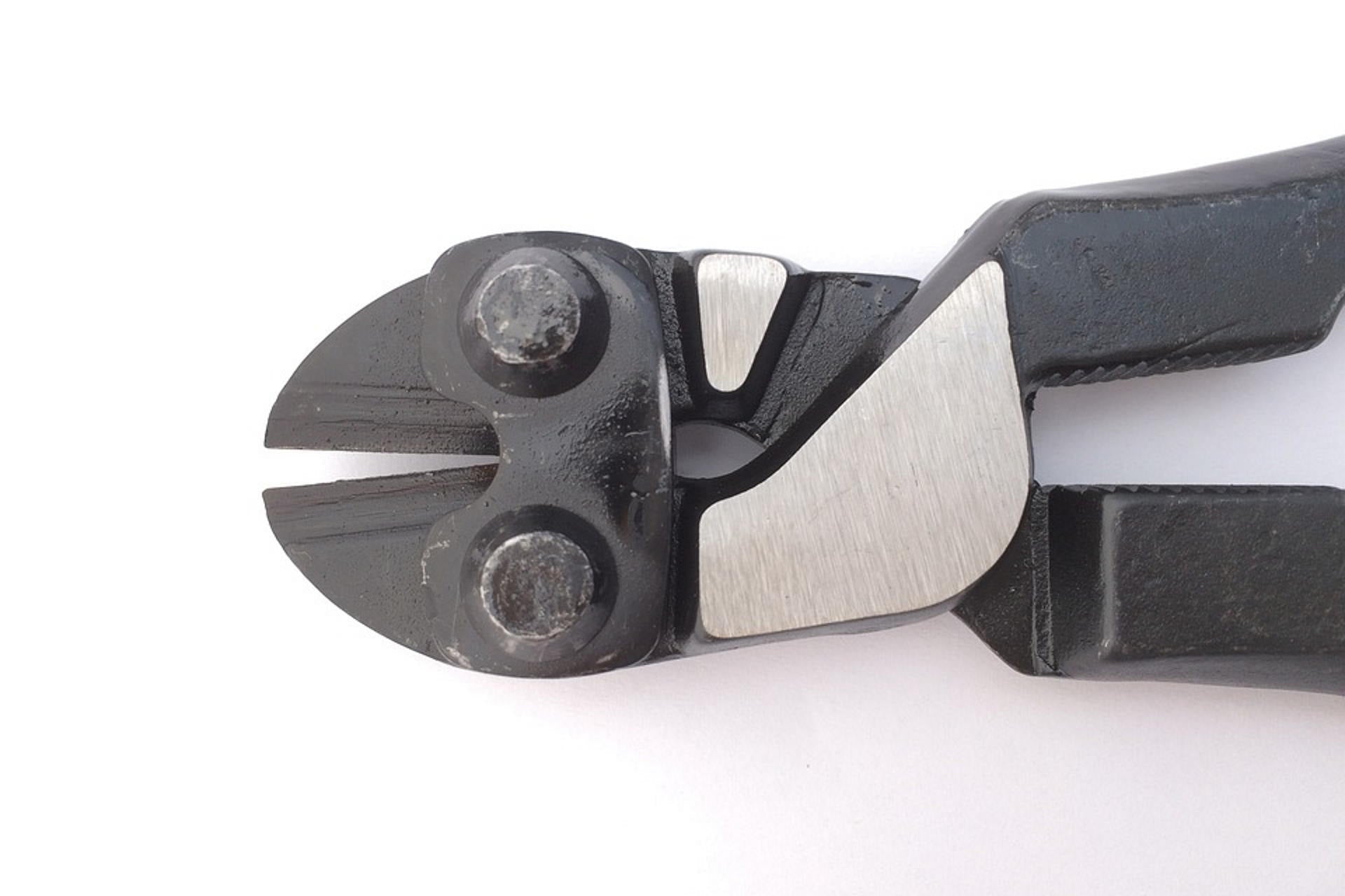 Close-up view of durable wire cutters with sharp steel blades, ideal for heavy-duty tasks and precise cutting