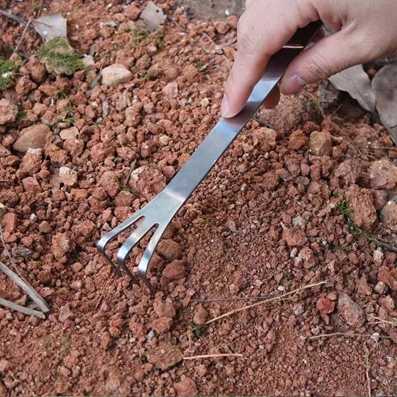 Stainless Steel 3-Prong Root Rake