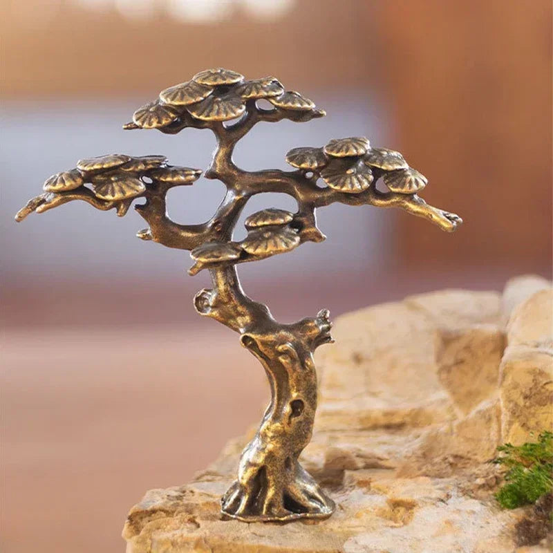 Bonsai Brass Welcoming Pine Tree