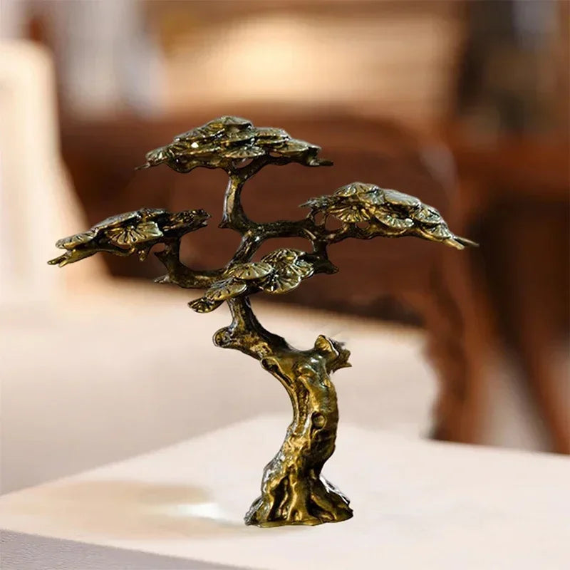 Bonsai Brass Welcoming Pine Tree