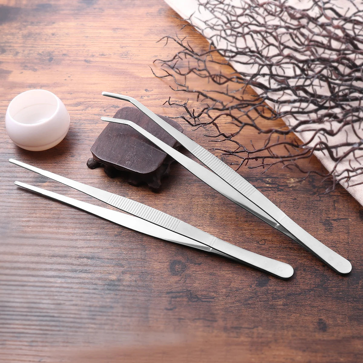 2-Piece Stainless Steel Tweezers Set