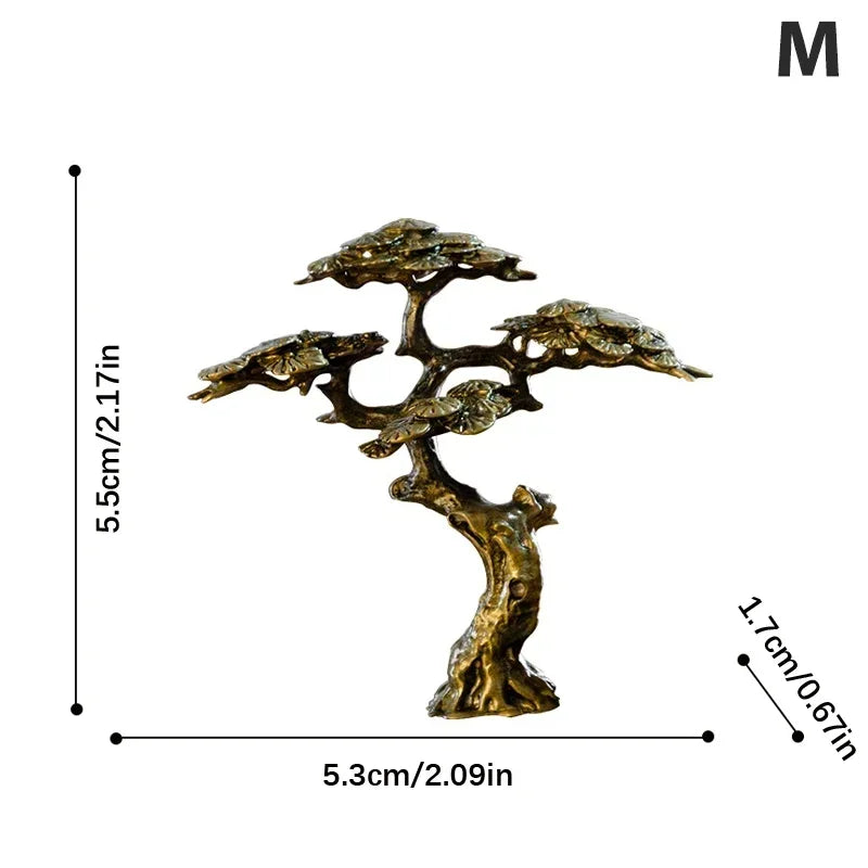 Bonsai Brass Welcoming Pine Tree