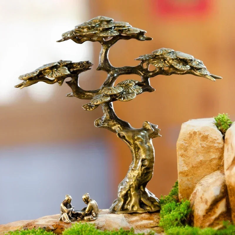 Bonsai Brass Welcoming Pine Tree